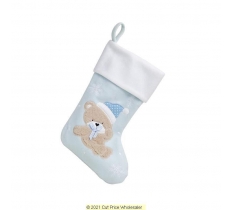 Deluxe Plush Blue Fluffy Teddy Stocking 40cm X 25cm