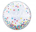 22" Congratulations Confetti Stars Bubble Balloon ( 1 )