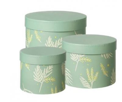 Set Of 3 Hat Box Lined Mimosa