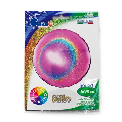 Grabo Round 36Inch Glitter Holographic Fuxia - Single Pack