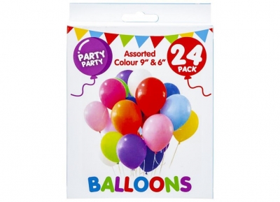 Assorted Party Balloons 24 Pack