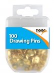 Tiger Esssential 100 Drawing Pins Brass
