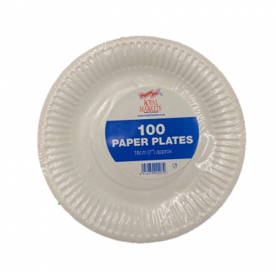 ROYAL MARKETS 18CM 7" PAPER PLATES 100 PACK