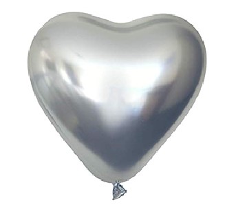 Kalisan 12 Heart Mirror (Chrome) Balloons - Silver 25CT