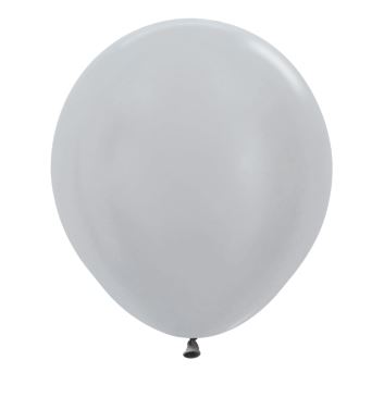 Satin Solid Silver 18" Latex Balloons 45cm 25 Pack