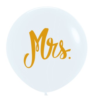 Mrs Fashion Colour White 24" Latex Balloons 60cm 3 Pack