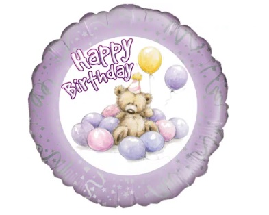 Oaktree 18" Cute Bear Happy Birthday Lilac
