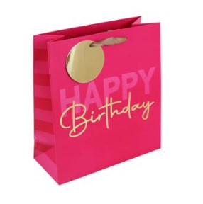 Pink Happy Birthday Medium Bag