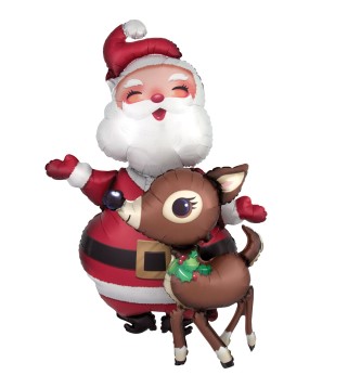 Santa & Reindeer AirWalker Foil Balloons 37"/94cm