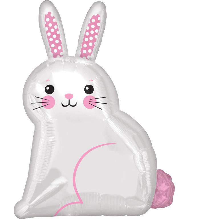 Junior Shape: White Satin Bunny Balloon - Click Image to Close