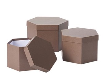 Hexagonal Hat Boxes Brick Set of 3