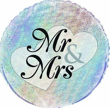 Mr. & Mrs. Prism Round Foil Balloon 18"