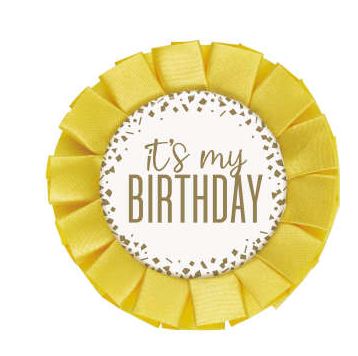 GOLD FOIL CONFETTI "IT'S MY BIRTHDAY" BADGE