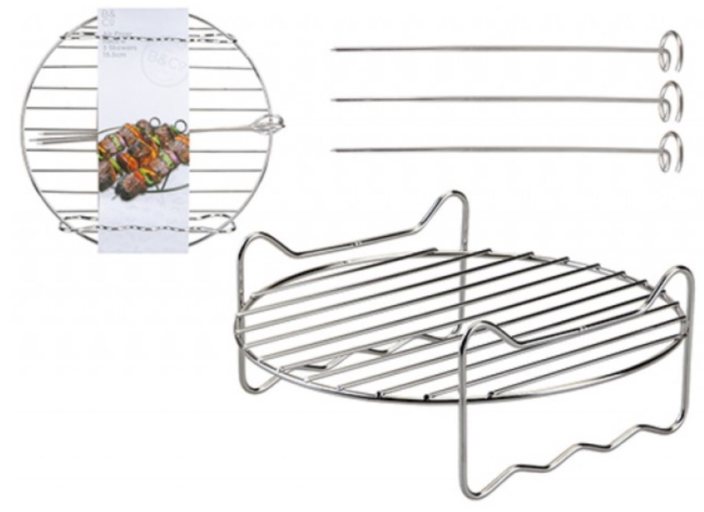 Air fryer Double Layer Round Rack with 5 Skewers Fitting XL Air  Fryers（9in,Fit 5.3 QT or Above）
