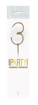 Birthday Glitz Gold Sparkler 7" Number 3