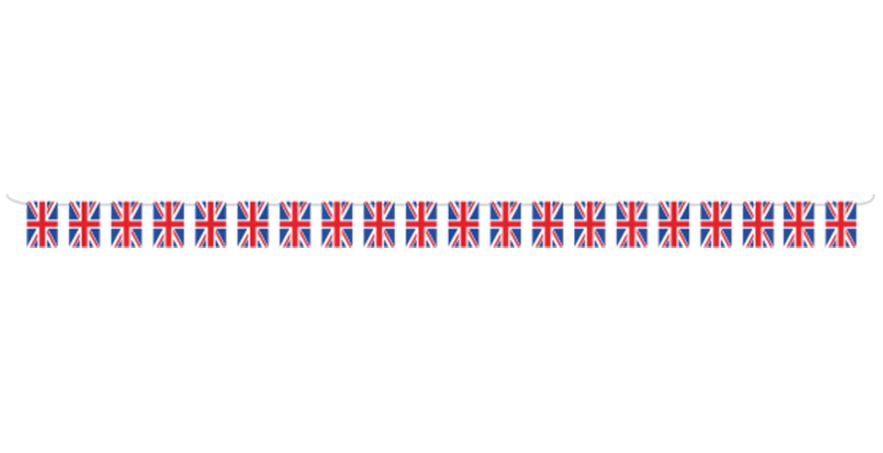 Red White & Blue Large GB Plastic Flag Bunting 10m - Click Image to Close
