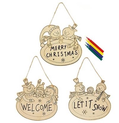 Colour Your Own Hanging Snowman Plaques 15cm