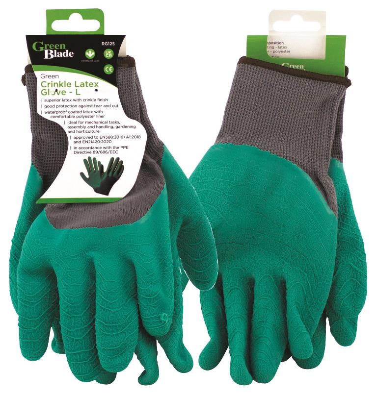 Crinkle Latex Gloves Green Large - Click Image to Close