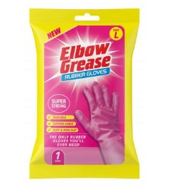 EG 1pk Pink Super Strong Rubber Gloves L