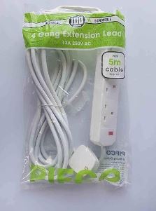 Extension Cable Lead 4 Gang 5m