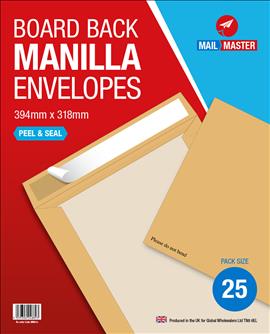 Mail Master 394mm X 318mm Boardback Envelope 25 Pack