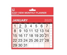 2025 Red & Black Easy View Monthly Planner, 27 x 21cm