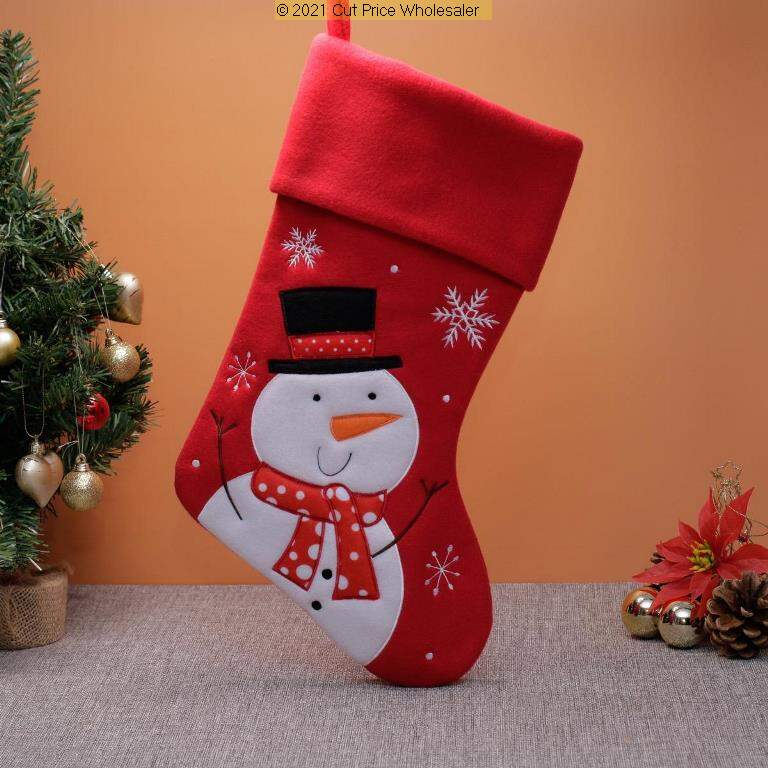 Deluxe Plush Red Snowman Stocking 40cm x 25cm - Click Image to Close