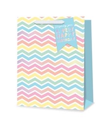 Gift Bag Pastel Zig-Zag Medium