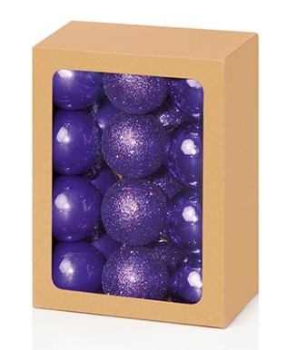 Christmas Purple Bauble Multi Finish 30mm 24 Pack