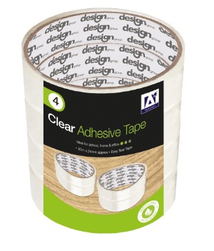 Roll Clear Adhesive Tape 4 Pack