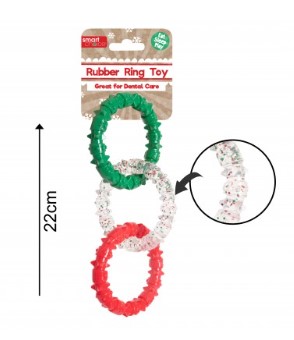 Christmas Triple Rubber Ring Dog Toy 22cm