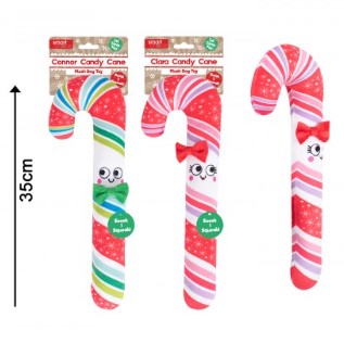 Squeaky Plush Candy Cane Dog Toy