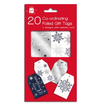 Christmas Co-ord Midnight Blue Tags 20Pk