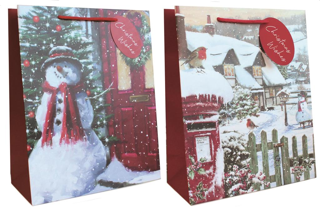 christmas scene gift bags