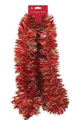 Christmas Chunky Red / Gold Tinsel 2m