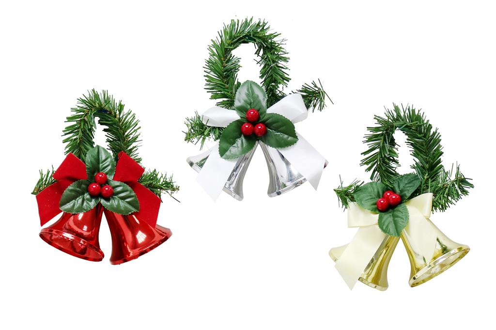 Deco Hanging Bells With Holly ( Assorted Designs ) - Click Image to Close