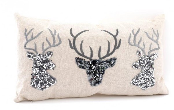 Christmas Silver Reindeer Cushion 47 X 27 - Click Image to Close