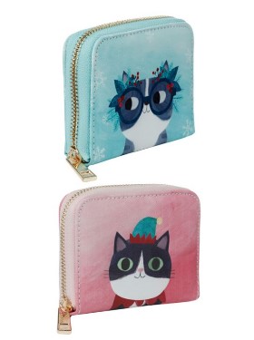 Angie Rozelaar Planet Cat Christmas Zip Around Wallet Purse