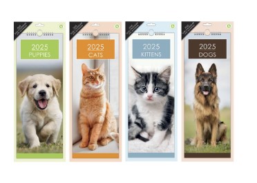 2025 Calendar Slimline Cats & Dogs ( Assorted Designs )