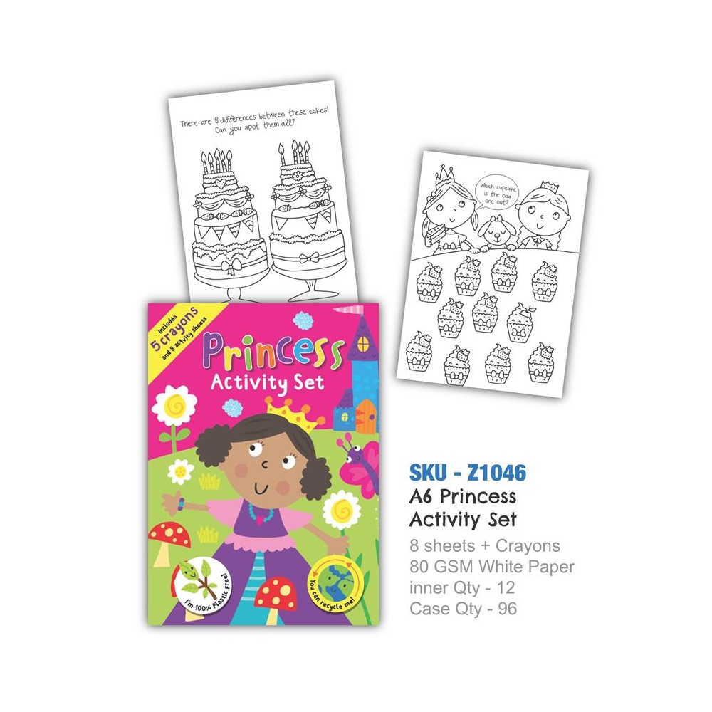Princess A6 Mini Activity Pack With Crayons - Click Image to Close