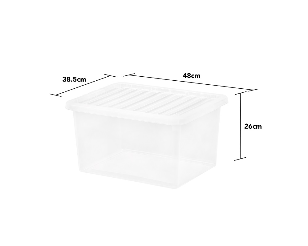 Wham Storage Pack of 1-37 Litre Crystal Plastic Storage Boxes with Lids